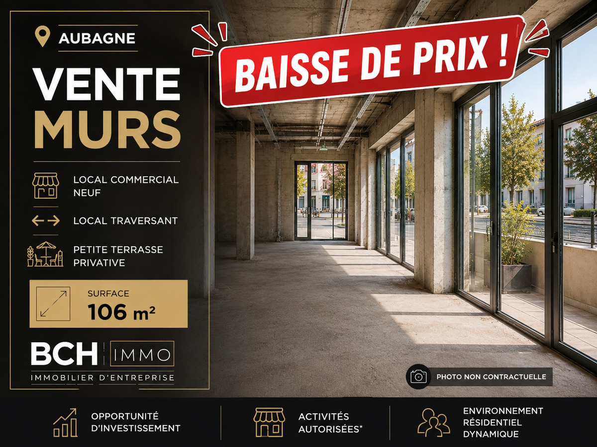 Vente local commercial ou professionnel neuf avec terrasse- Centre-ville Aubagne 13400