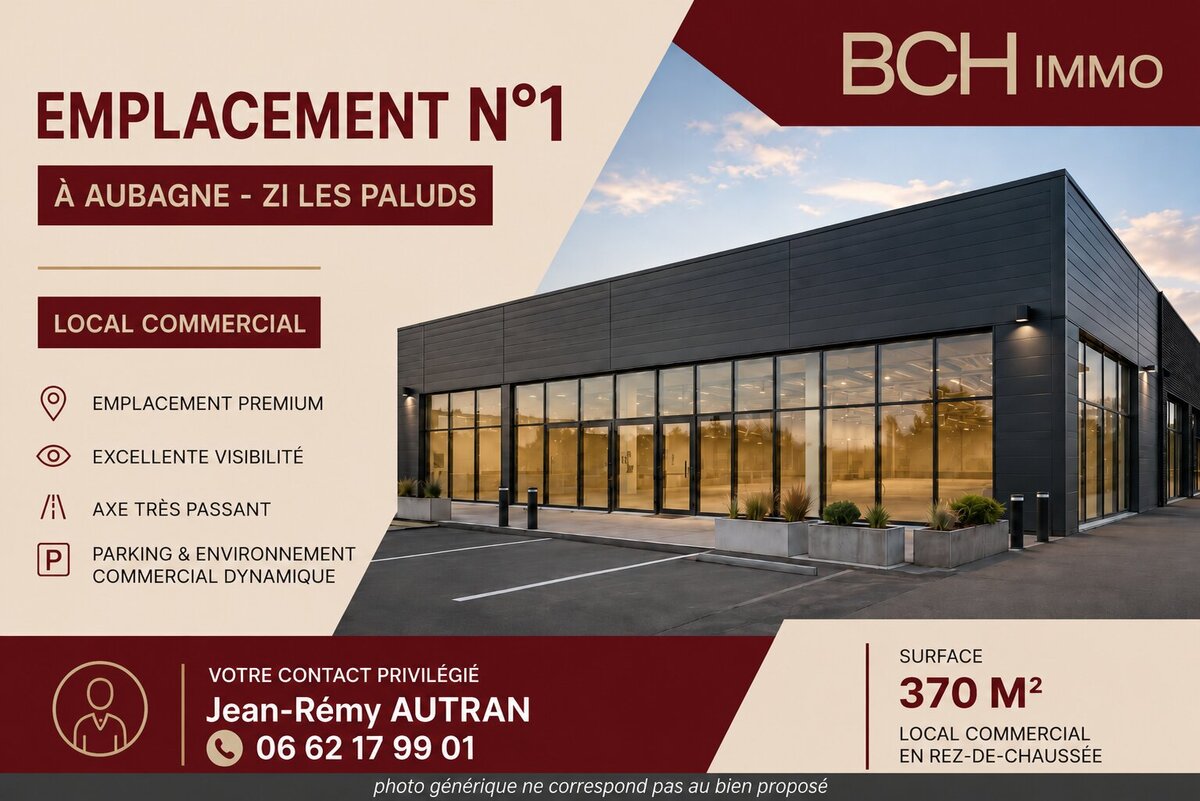 BCH IMMO agence immobili�re sp�cialis�e en locaux vous propose la vente de cet emplacement ZONE COMMERCIALE AUBAGNE