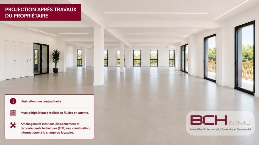 Location tr�s bureaux lumineux neuf, acc�s PMR, parking 13400